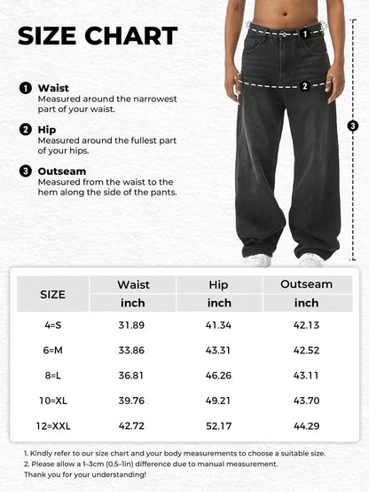 Men'S Wide Leg Jeans Y2K Vintage Baggy Jeans 90S Hip Hop Streetwear Loose Fit Denim Pants
