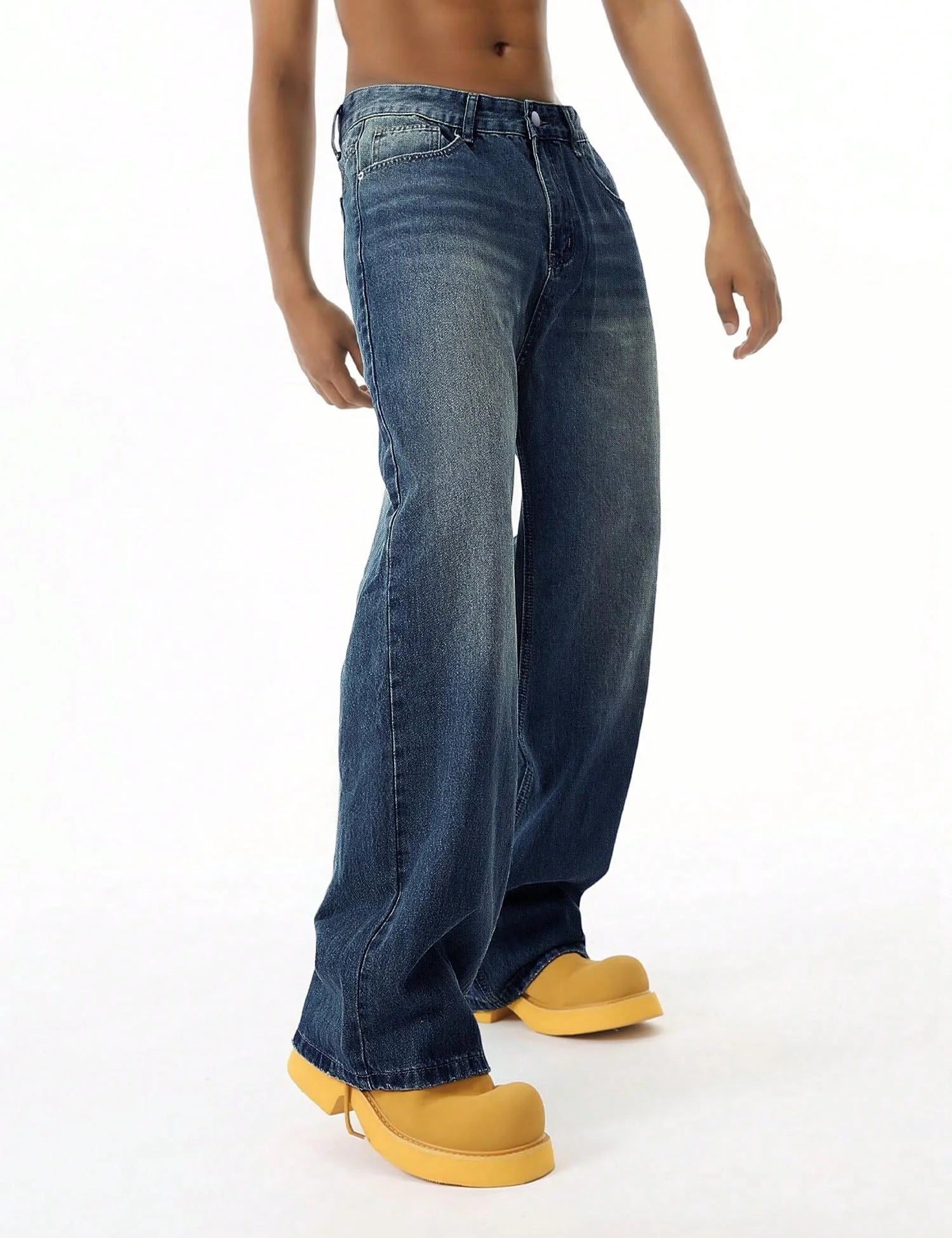 Men'S Wide Leg Jeans Y2K Vintage Baggy Jeans 90S Hip Hop Streetwear Loose Fit Denim Pants